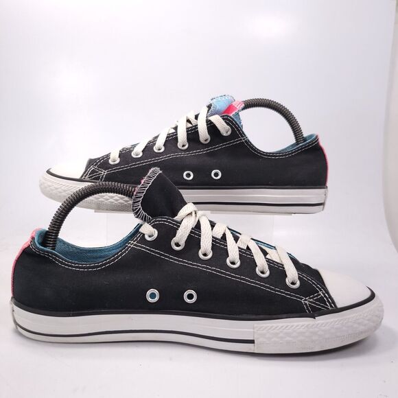 Converse All Star Low Lace Up Shoe Youth Girls Size 6 637308F Black Pink White - Picture 6 of 9